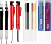 40 PCS Solid Carpenter Pencils Kit, Including 2 pcs Deep Hole Carpenter Pencils with Built-in Pencil Sharper and 2 pcs Carpentry Mechanical Pencil and 36 pcs Refills for Drawing Marking Woodworking