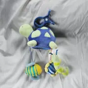 Carters Baby Tykes Blue Green Turtle Clip on Plush Baby Toy Bug Bee Rattle