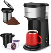 K Cup Coffee Maker, Single Serve Coffee Machine or Ground Coffee Machine 2 in 1,