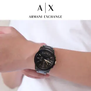 【Ayllon】Armani Exchange AX 鋼錶帶 經典黑框 金指針 三眼 計時 AX2094 男錶 手錶 錶