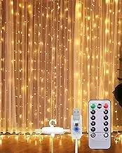 Curtain String Lights with Remote, LT 300 LEDs Window Curtain Fairy Lights 8 Modes 9.8ftx9.8ft USB Powered Fairy Lights for Party Bedroom Wall, Christmas Wedding Party Home Garden Outdoor Indoor Wall Decorations (Warm White)