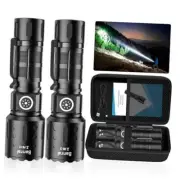 Rechargeable Flashlights0,000 High Lumens, 1500M Long Throw Super 2 Black