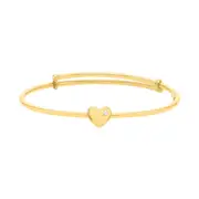 9ct Yellow Gold Silver Filled Half Round Heart with Cubic Zirconia Kids Bangle