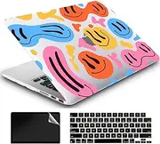 AMCJJ Compatible with MacBook Pro 13 Inch Case 2022 2021 2020 Release M2 A2338 M1/A2289/A2251 with Touch Bar & Touch ID, Plastic Hard Shell Case & Keyboard Cover & Screen Protector - Smilie
