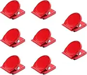 8Pcs Magnetic Metal Clips, Multifunctional Fridge Magnets Clips for Note Pictures Whiteboard Office Classroom - Red