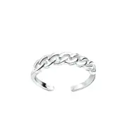 925 Sterling Silver Fixed Chain Link Patterned Toe Stacking Ring