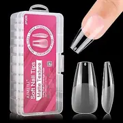 AIMEILI Short Coffin False Nail Tips 432PCS Pre-buff Nail Tips Full Cover Nail Tips for Soak Off Nail Extension, Acrylic False Press on Nails with Box for Nail Art Salon and Home DIY, 10 Sizes