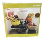 NEW Pier 1 Imports Fondue Set ~ Fondue Pot & Stand 4 Bowls 4 Forks & Tray 2012