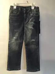 True Religion Boys Kids Geno Slim Denim Dark Distressed Jeans Size 4 NWT D18