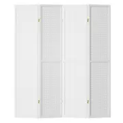 4 Panel Room Divider Screen 164x170cm Pegboard White