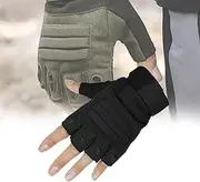 [QIeAuy] Fingerless Gloves, Cycling Gloves, Knuckle Protection, Thickened Pad on The Back of The Hand, Fine Workmanship, Tight Seams, Sports Cycling Gloves,L,A