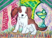 Cavalier King Charles Spaniel Martini Melrose Art Print 5 x 7 Collectible Signed