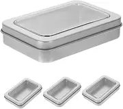 HANABASS 4pcs Box Card Storage Box Case Transparent Organizers Boxes Holders Playing Party Jewelry Gang Gaming Window with Storage Containers Clear Practical Mini Small Silver Iron