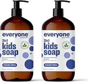 everyone for every body 3-in-1 Kids Soap, Body Wash, Bubble Bath, Shampoo, 32 Ounce (Pack of 2), Lavender Lullaby, Coconut Cleanser with Plant Extracts and Pure Essential Oils