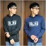 美國百分百【EMPORIO ARMANI 】長袖 連帽T恤 EA7 運動 帽T 棉質 LOGO 男 黑/深藍 K131