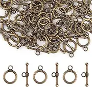 RP Remarkable Power, 50 Pack T-Bar Bronze Bracelet Toggle Clasps for DIY Jewelry Making