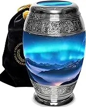 Aurora Borealis Northern Lights Cremation Urn for Adults - Large XL Funeral, Burial or Home Urn for Ashes - Dad and Mom Memorial
