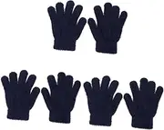 [LIFKOME] 3pairs Boy Girl Warm Wool Lined Mittens Thermal Knitted Gloves for Cold Weather Outdoor Activities Soft Plush for Skiing Snowboarding and Adventures