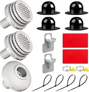 Swimming Pool Water Jet Connectors Replacement Parts Kit Small Strainers with Pool Outlet Strainers, Inlet Nozzles and Hole Plugs with 1.25 Inch Fittings with Pool Hose Holder