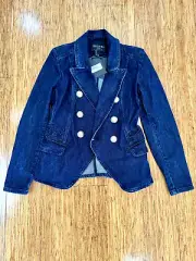 Decjuba Ellen Blazer Dark Blue Denim Jacket- Size 8
