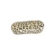 Animal Print Clam Shell metal Eyeglass case ! Yellow spots FREE SHIPPING