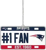 FOCO New England Patriots #1 Fan Metal License Plate Holiday Ornament
