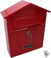 Letter Post Mail Box Metal Red Wall Door Gate Fence Garden House Lockable