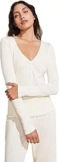 [Eberjey] Women's Pointelle V-Neck Henley