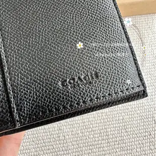 折扣款 全新正品 COACH F74978 黑色防刮牛皮 兩折式長夾 西裝夾