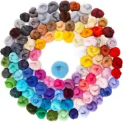 Habbi 100 Colors Needle Felting Wool - Fibre Wool Roving for DIY Craft, Needle