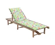 Garden Sun Lounger with Cushion Bamboo