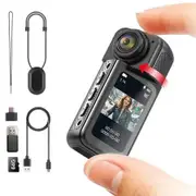 Tiny Thumb Action Camera, Mount Anywhere, Small Body with Spring Clip, Portable Vlogging Camera for Cycling, Motorcycle and More, Black