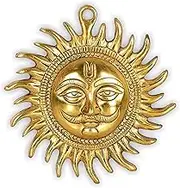 Home Genie "Brass Surya Wall Hanging | Sun God Wall Decor for Home & Office | Positive Energy & Vastu Correction
