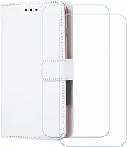 Cover for Vivo Y04 4G + 2 Slice HD Tempered Glass,Shell Bracket Bumper Protective Back Case - Anti-Scratch Screen Protector for Vivo Y04 4G (6,74")-XHD-White