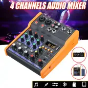 4 Channel Mini USB DJ Studio Audio Mixer Board BT Sound Mixing Console Amplifier
