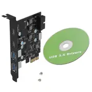 1PC USB 3.0 PCIe 5Gbps Expansion Card 2xUSB-C 2xUSB-A Port Wide Compatibility