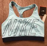 Nike Pro Sports Top Bra Medium Support Sports Bra Logo Light Blue