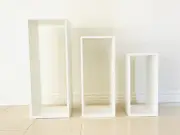 WHITE PLINTHS CAKE TABLE DISPLAY STAND EVENTS WEDDINGS PARTIES (SET OF 3)