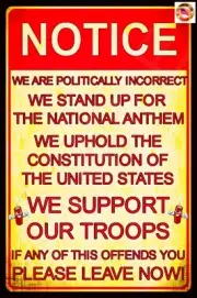 POLITICALLY INCORRECT METAL SIGN 8X12 MAN CAVE BAR NATIONAL ANTHEM USA MADE!