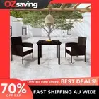 Garden Dining Set Black Cushion Cream White 3 Piece Outdoor Furniture 9601