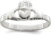 [JewelryWeb] 925 Sterling Silver Solid Polished Irish Claddagh Celtic Trinity Knot Ring Band Style-Ring for Women