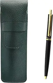 2 Pack Grain Leather Pen Case Moss Green AP300 1950s Reproduction Retractable Metal Clip Ballpoint Pen Set Black SASMG-AP300B-B-2