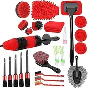 24 Pcs Car Cleaning Tools Kit,Car Detailing Brush Set for Cleaning Wheels,Dashboard,Leather,Engine, Ve s,Emblems,Car Detailing Brush Set Car Drill Brush Set,Wash Mitt, Ve Brush, to