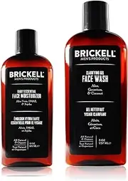 Brickell Men's Daily Essential Face Care Routine I, Gel Facial Cleanser Wash and Face Moisturizer Lotion, Natural and Organic, Scented