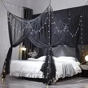 4 Corners Post Princess Bed Canopy Curtain,Pink Sheer Long Flowing Drapes White Gauze Girls and Adults Bed Canopy Curtain Tent,for Bed Full Queen King Size Bed