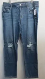 OLD NAVY LADIES HIGH RISE POWER SLIM STRAIGHT DISTRESSED JEAN - SIZE 16