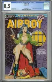 AIRBOY #5 CGC 8.5 WHITE PAGES // DAVE STEVENS COVER 1986