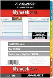 AT-A-GLANCE 2025 Planner Refill, Weekly & Monthly, 5-1/2" x 8-1/2", Desk Size, Loose-Leaf, Zenscapes (281-285Y-25)