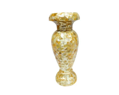 24" Marble Vase, yellow mop Inlay, Vase Pot, Home room Decor Art & collectibles