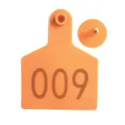 1-100 Cattle Number Ear Tags 7.5x10cm Set XL Orange Cow Sheep Livestock Labels